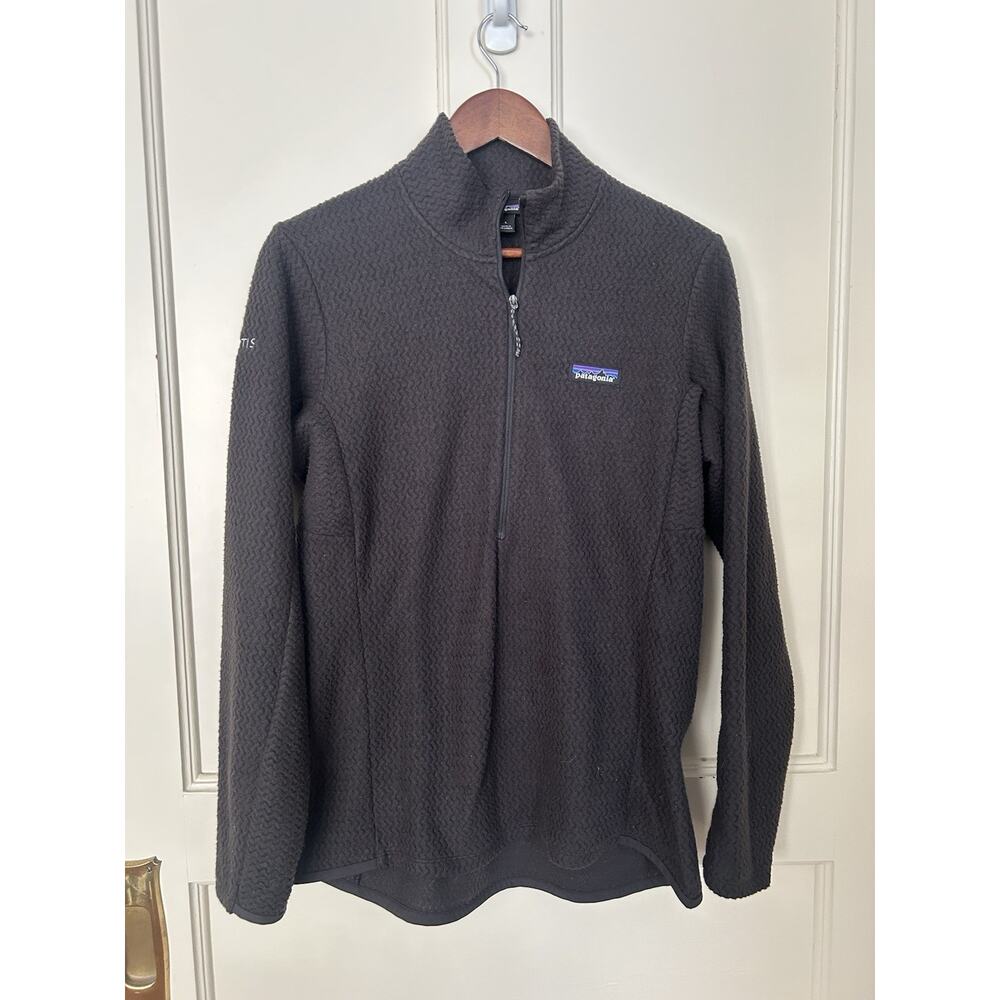 Patagonia Textured Fleece 1/4 Zip Pullover Womens Size Large Charcoal Embroidery
